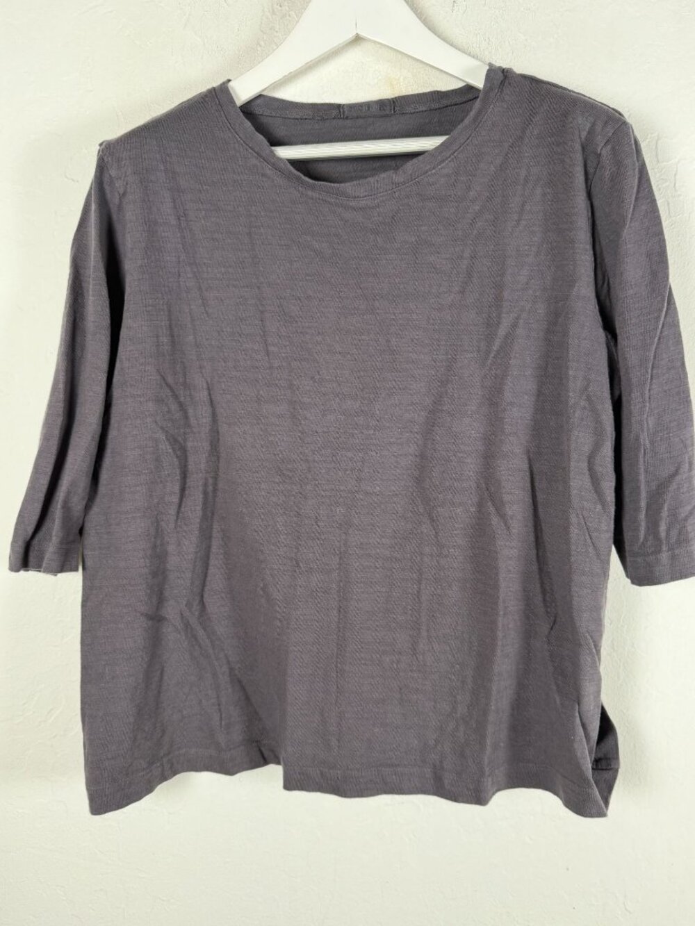 CP SHADES Womens Charcoal Grey Crew Neck Elbow Sleeve Top XL Cotton Lagenlook